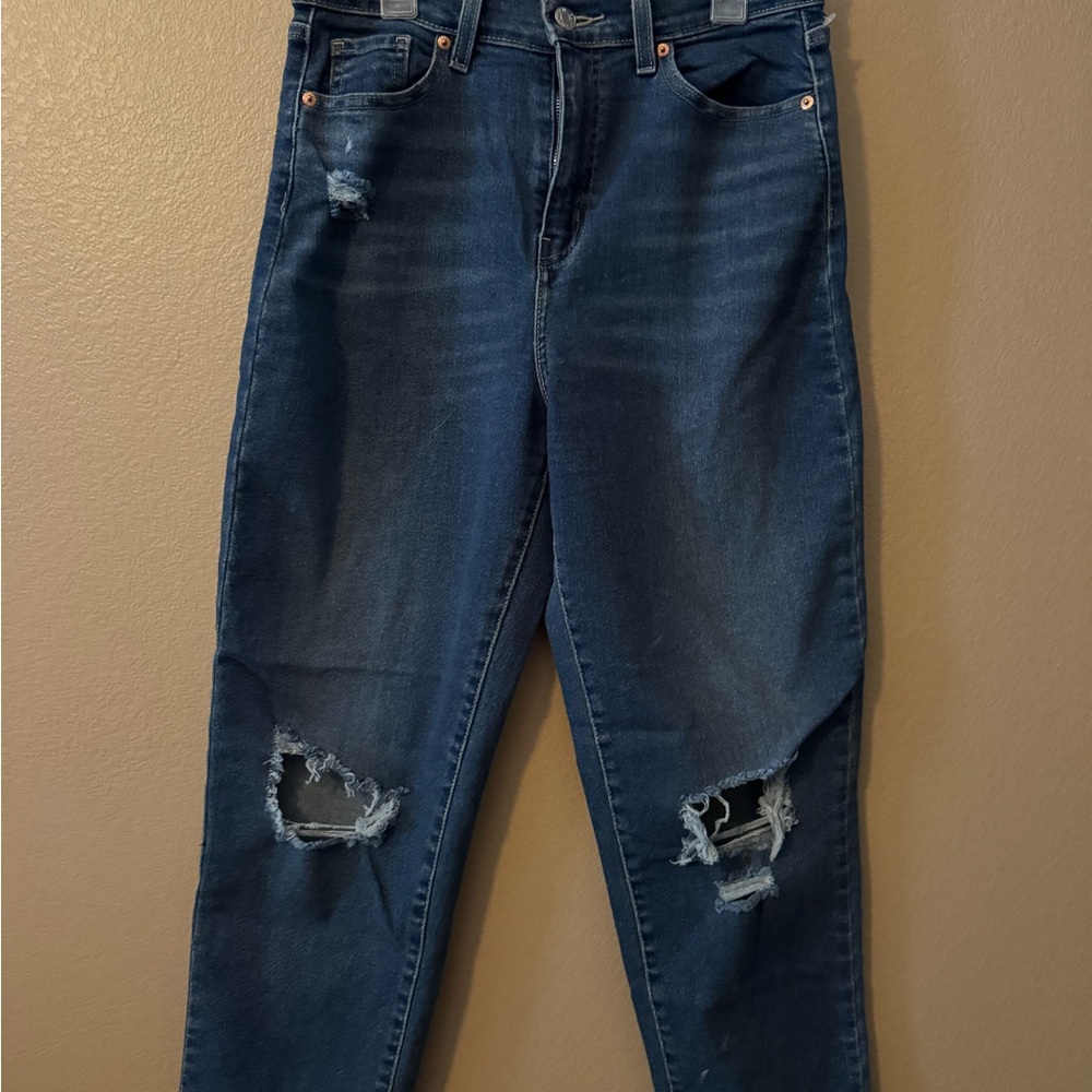 Levi's Dark Blue Ripped Skinny Jeans